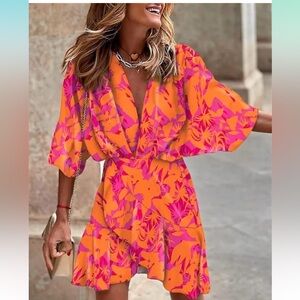 Mini Dress Print Casual Bohemia Style Vacation Sundress